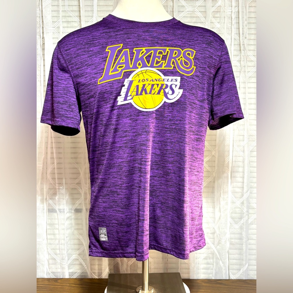 NBA Los Angeles Lakers size, large purple white short sleeve tee 30”L 20” p2p